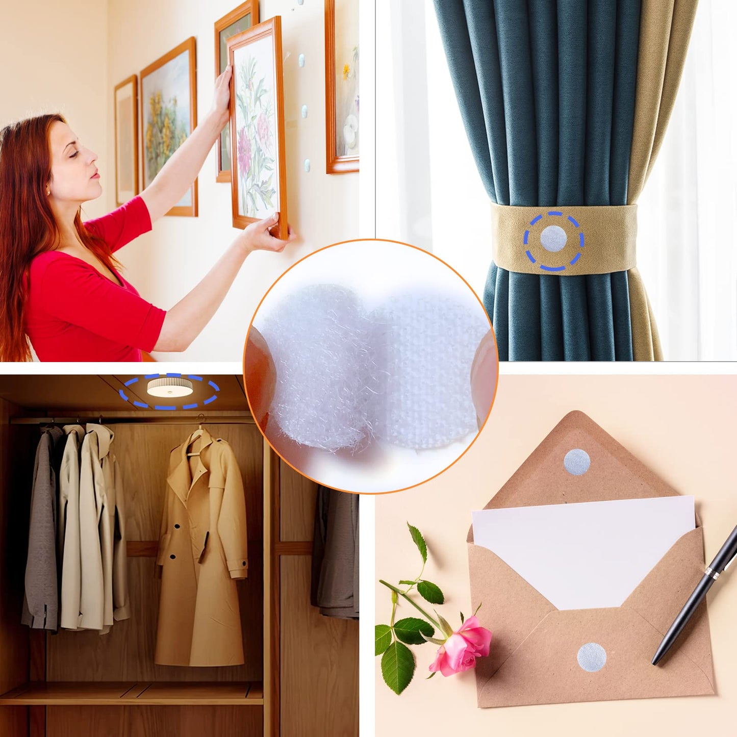 White Self Adhesive Dots for Classroom: 0.59" 1000Pcs Strong Sticky Back Round Hook Loop Circles - Removable Small Stickers for Arts Crafts School Organization