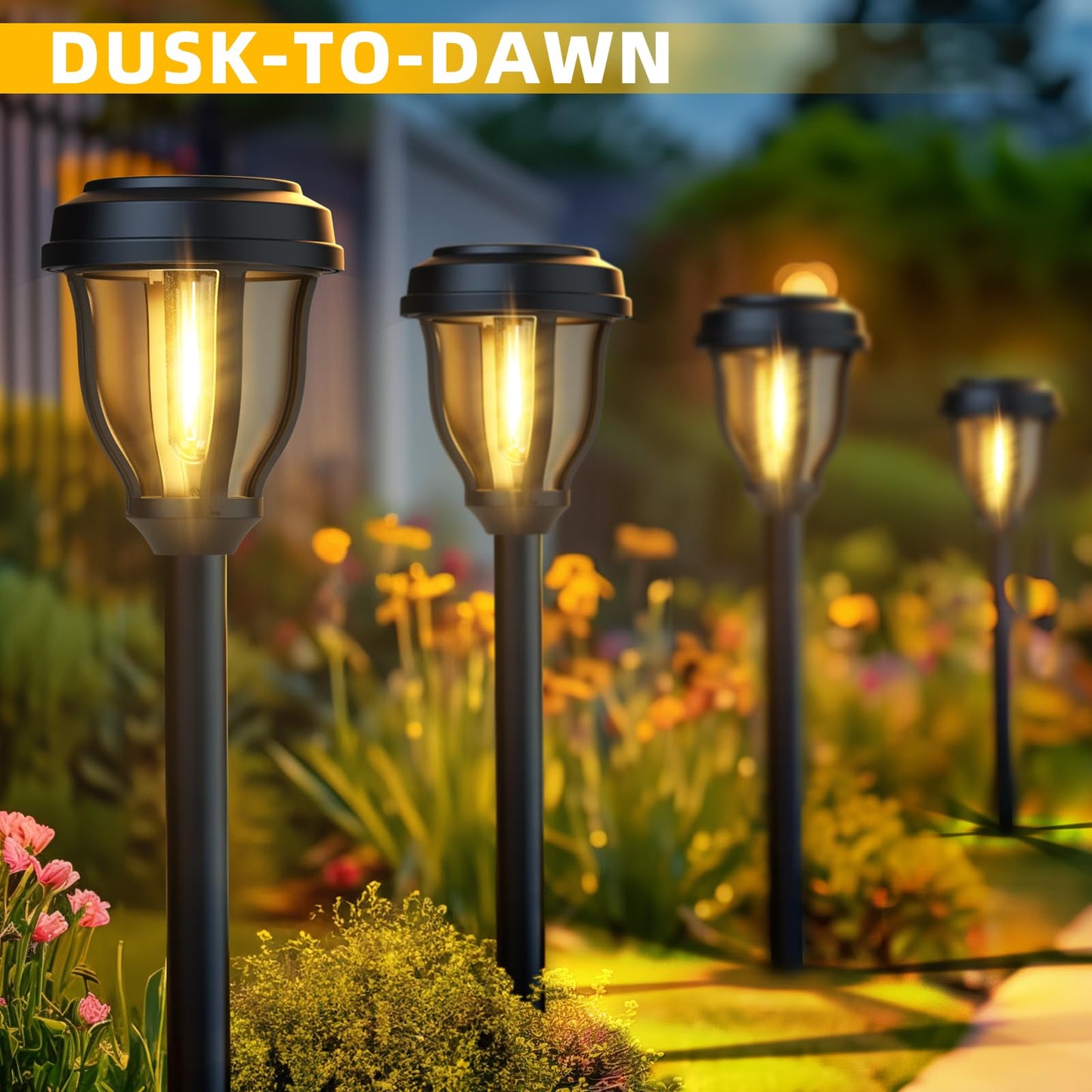 Deraysion 6 Pack Solar Lights Outdoor  Solar Pathway Lights Waterproof Garden Landscape Lighting For Path  Yard  Walkway  Driveway Decor- 6 Pack Warm White