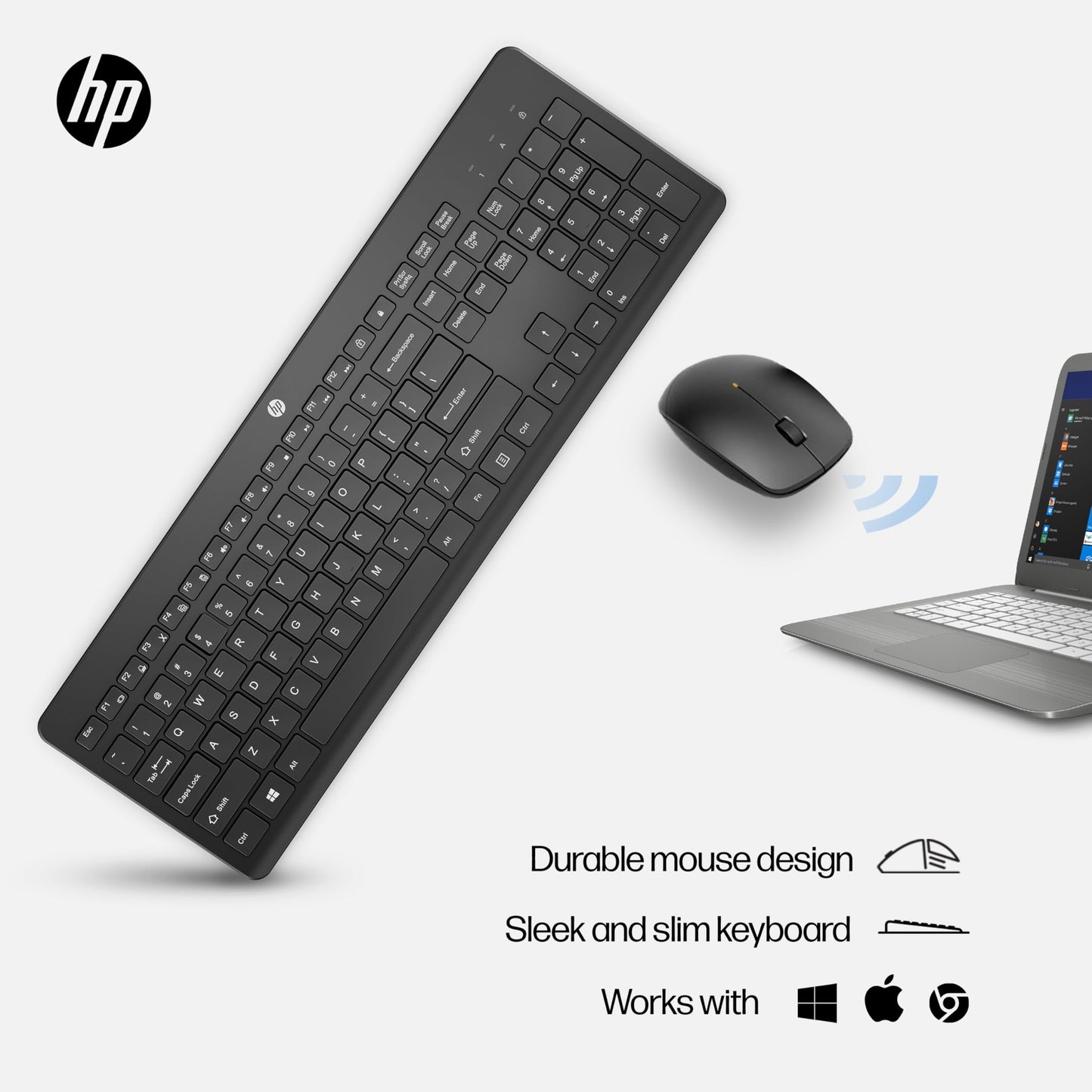 Hp 230 Wireless Mouse And Keyboard Combo - 2.4Ghz Wireless Connection - Long Battery Life - Durable & Low-Noise Design - Windows