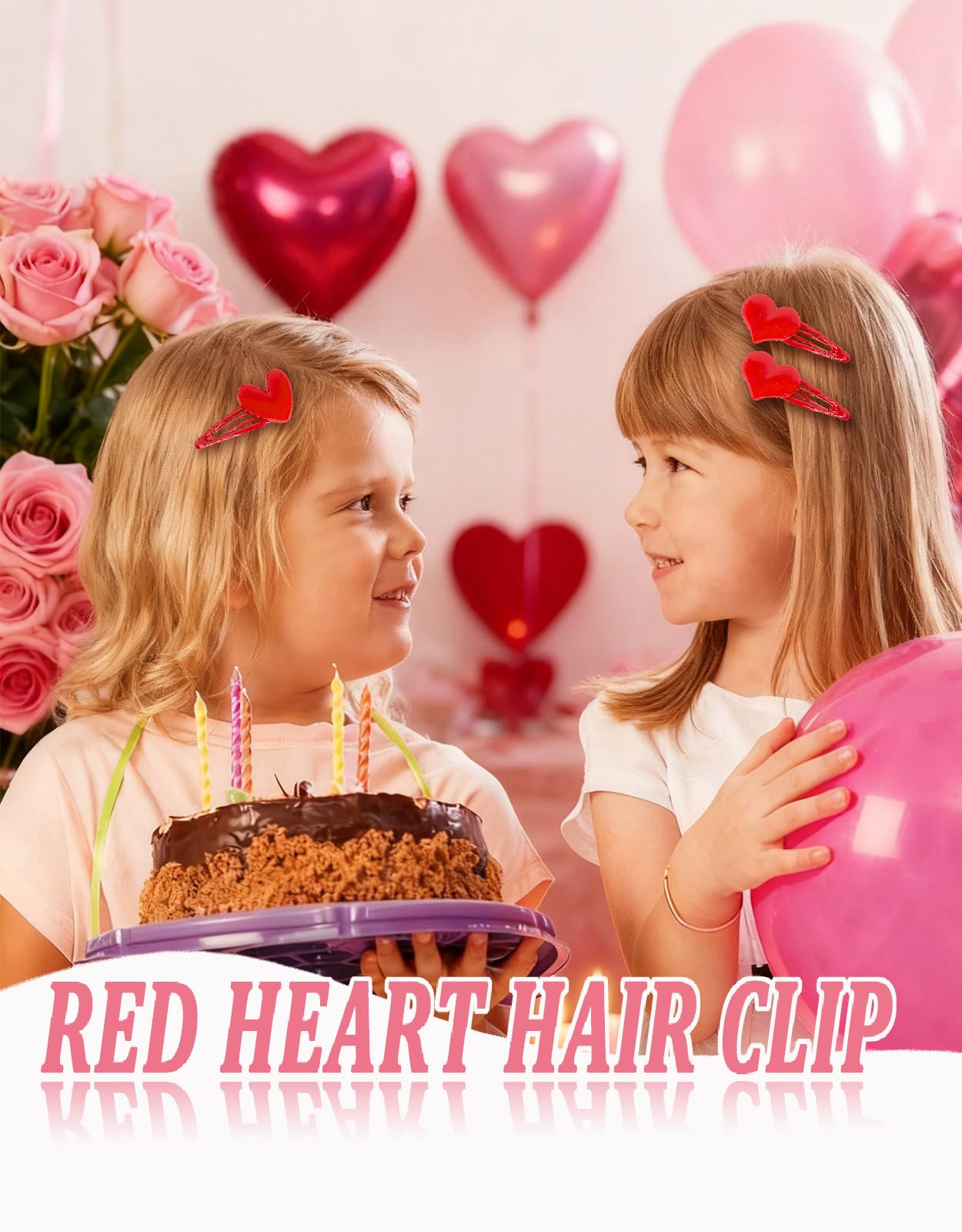 8PCS Red Heart Hair Clip Valentines Day Heart Barrettes Solid Side Love Hairpins Decorative Valentine Wedding Prom Headdress Acc