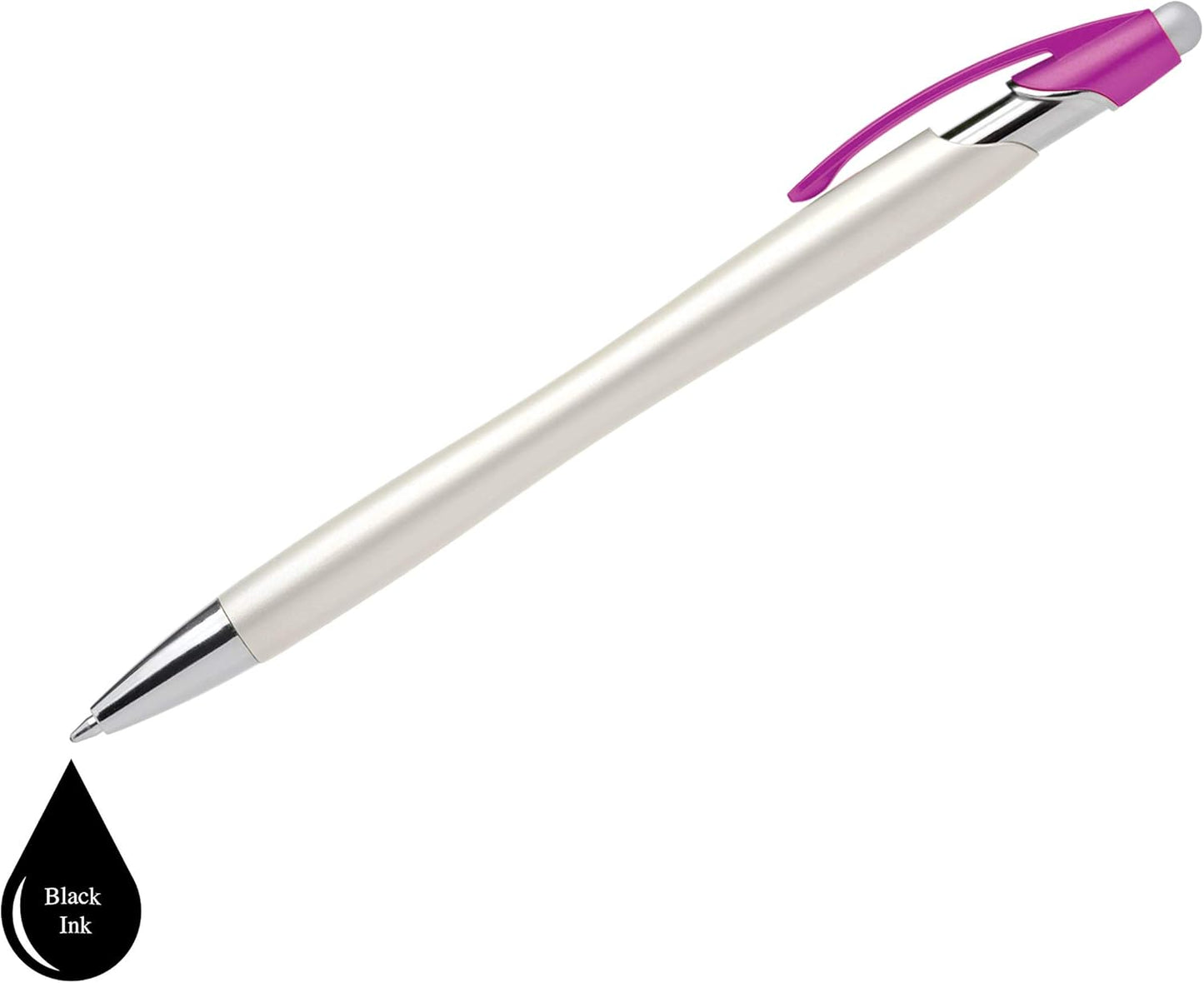 ExpressDesigns™ - Custom Pens with Stylus - The Pearl - Personalized Metallic Printed Name Pens with Black Ink - Imprinted w/Logo or Message with personalization - 12 pack (Green)