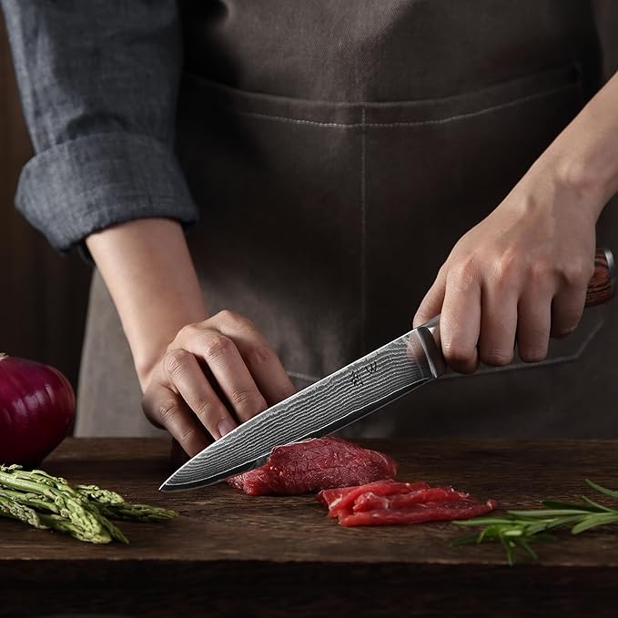 Wakoli EDIB 5-Piece Damascus Knife Set – Professional Chef Knives Set with VG10 Core Blades, 67-Layer Damascus Steel and Ergonomic Pakkawood Handles – Premium Kitchen Knives in Wooden Gift Box