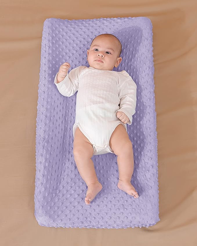 Solid Changing Table Pad Cover Cradle Sheet, Fits 32"/34''x16" Contoured Diaper Changing Pad, Ultra Soft Cozy Minky Dots Plush Changing Table Covers, Breathable Wipeable Removable (Orchid)