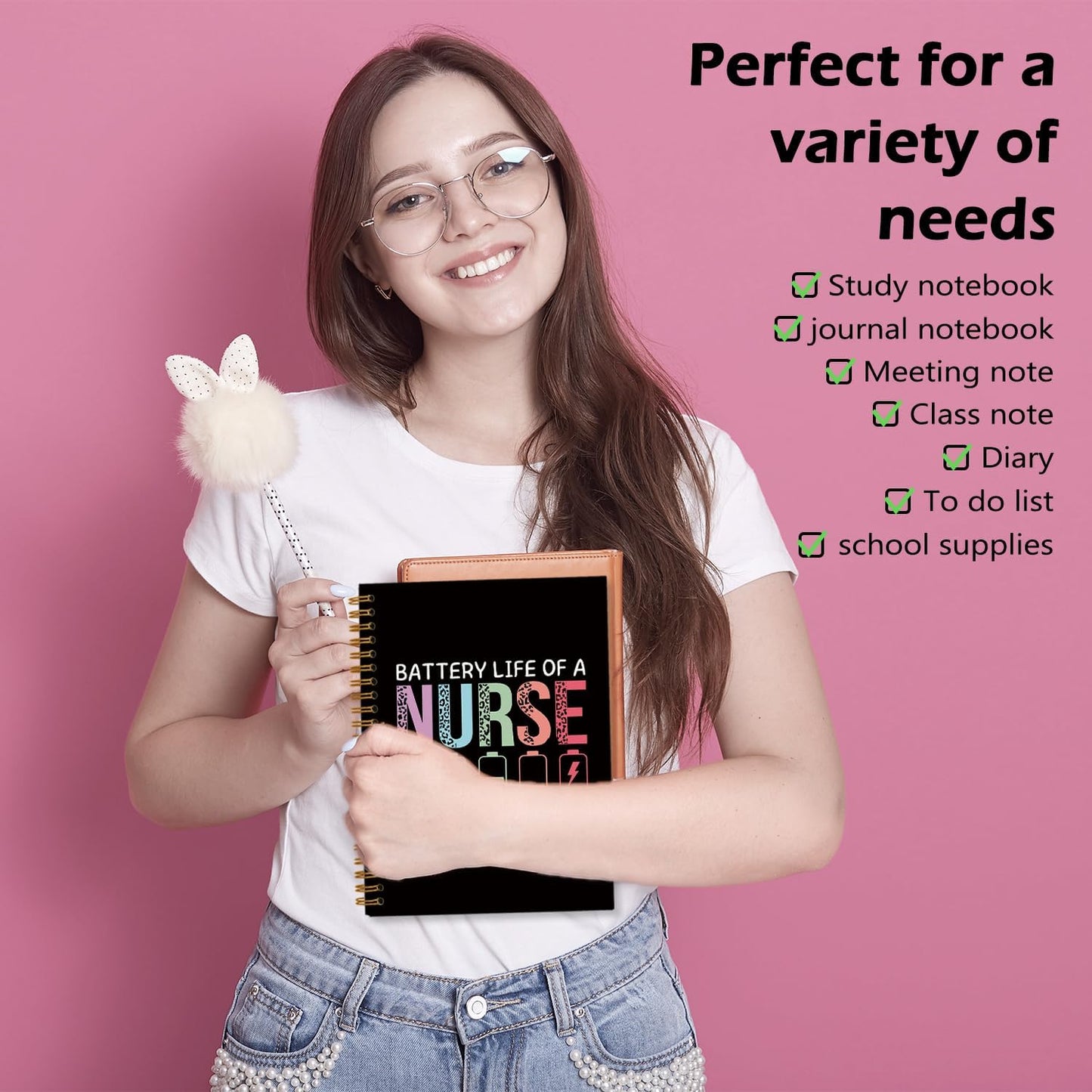 Funny Black Nurse Journaling Notebooks for Women Girls, Nursing Student Appreciation Gifts School Supplies Notebook, Nurse Supplies, Black Nurse Hardcover Spiral Notebook Journal, 5.5x8.3