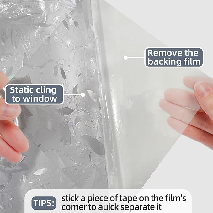 Frosted Glass Window Privacy Film Decorative, Bathroom Window Privacy Film for Glass Windows Cover, Static Cling, Removable, Reusable, Anti-UV, Heat Blocking, with Tools 29x157inch