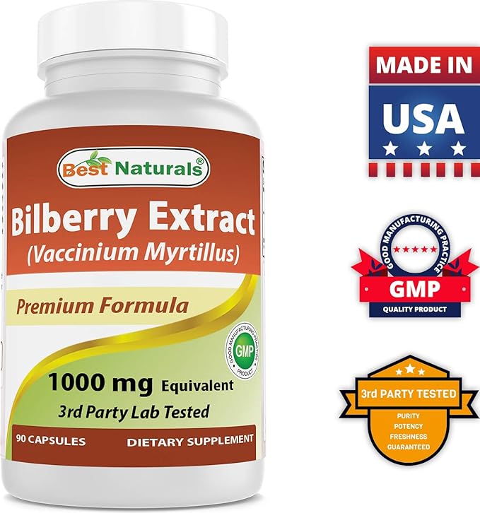 Best Naturals Bilberry Extract 1000mg & MK-7 Vitamin K2 100 mcg