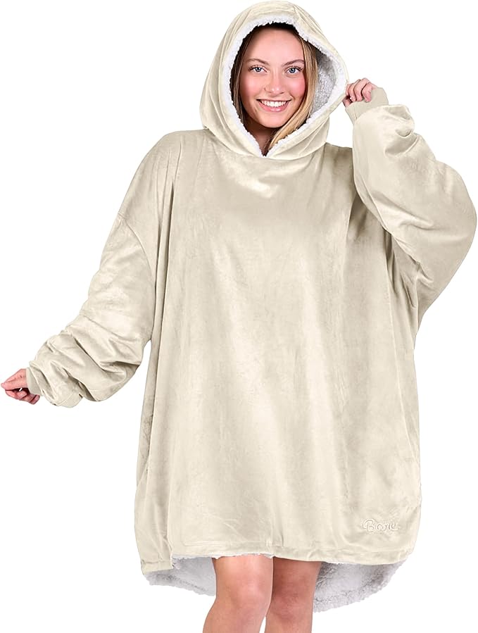 Bare Home Wearable Blanket Hoodie - Soft Plush Sherpa - Warm and Cozy - Oversized Wearable Blanket - Adult & Kid Sizes