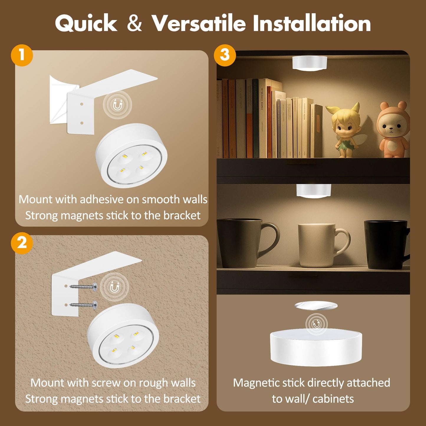 6Pcs Picture Light Battery Operated, Magnetic Led Painting Light with Remote Dimmable and Timer, 3 Lighting Modes Art Display Light for Picture Frame Paintings, Wireless Wall Decor Puck Lights
