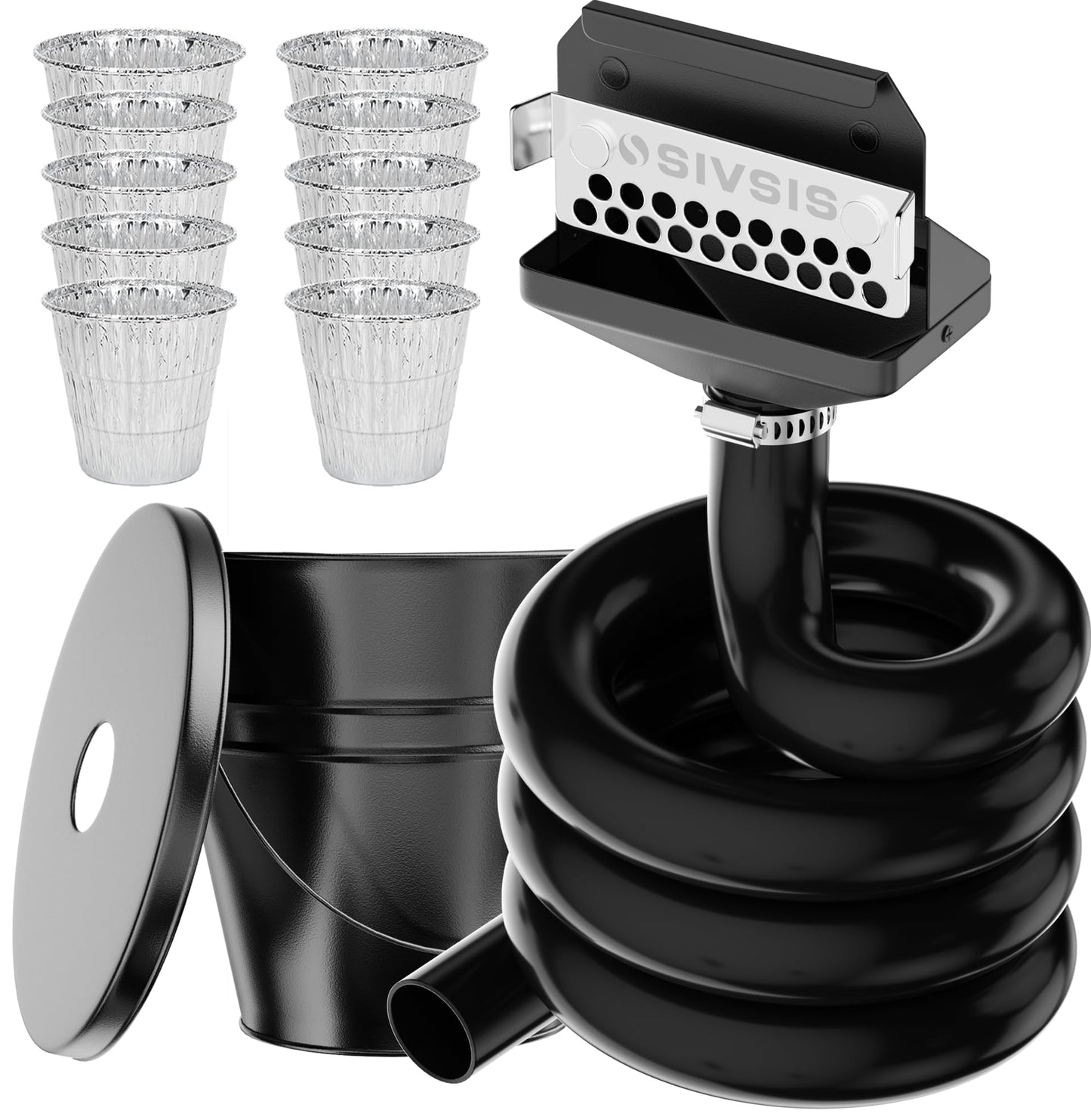 Magnetic Rear Grease Drainage Funnel for Blackstone, Griddle Grease Catcher for Blackstone, 0.6 Gal Bucket W/Lid, 10 Aluminum Drip Liners, 304 Stainless Movable Grease Gate, Blackstone Accessory