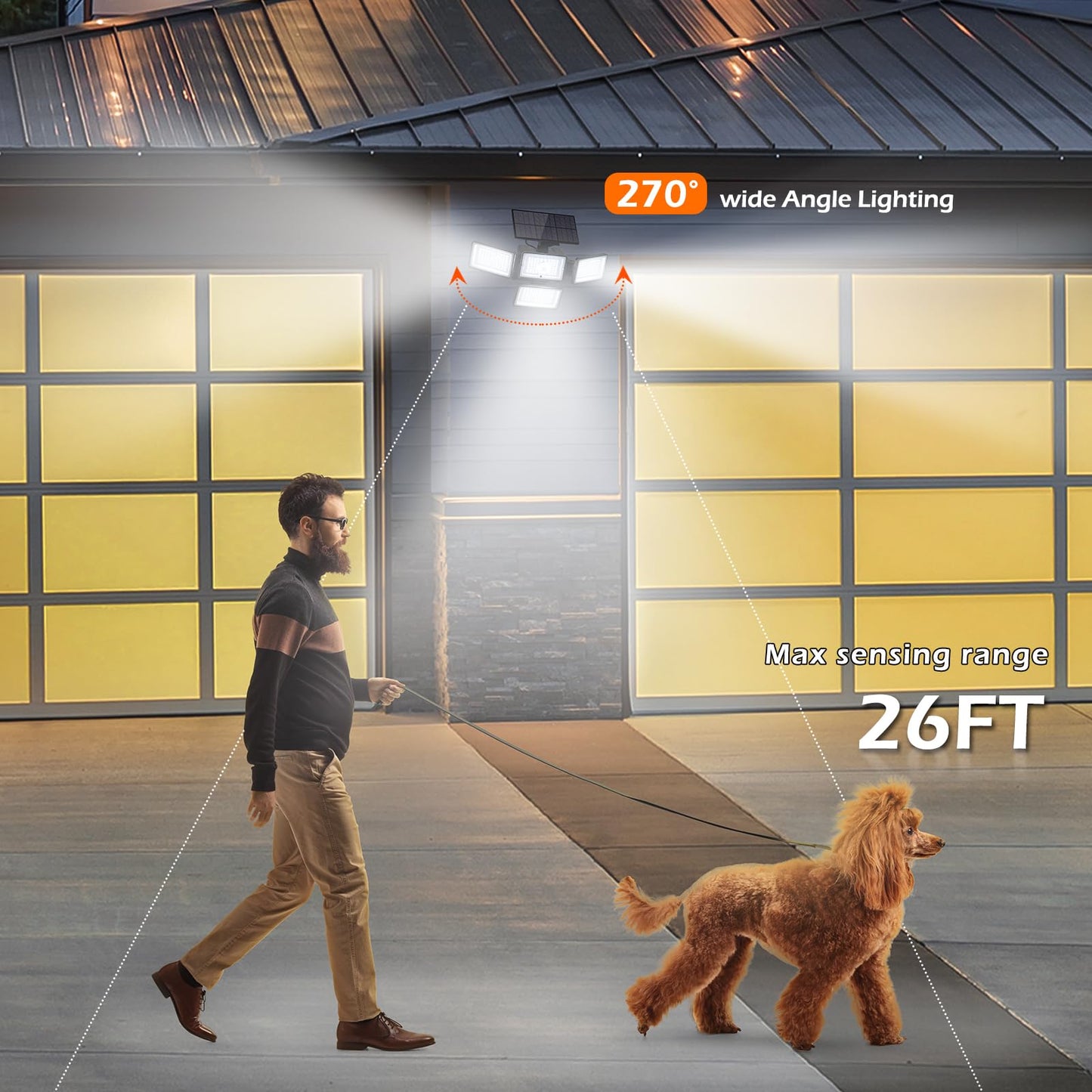 Fogein Solar Outdoor Lights 288 LED Motion Sensor 2 Pack Black IP65 Waterproof
