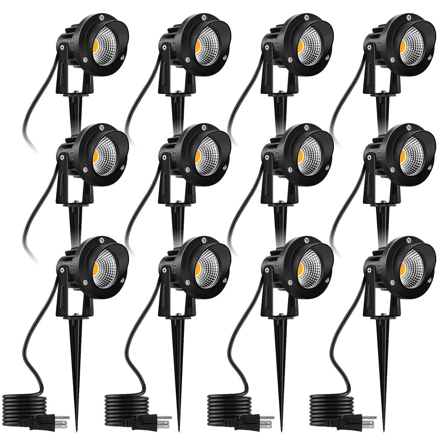 Romwish Led Landscape Spotlights  10W Outdoor Spotlights For Yard  3000K Warm White  120V Ac Spot Light With Ground Spike  Waterproof Landscape Lighting For House Garden Lawn Decorative (12Pack/10W)