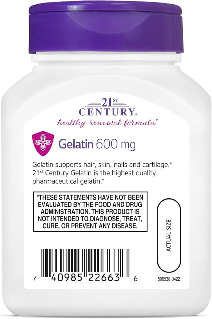 21st Century Gelatin 600mg, 100 Capsules