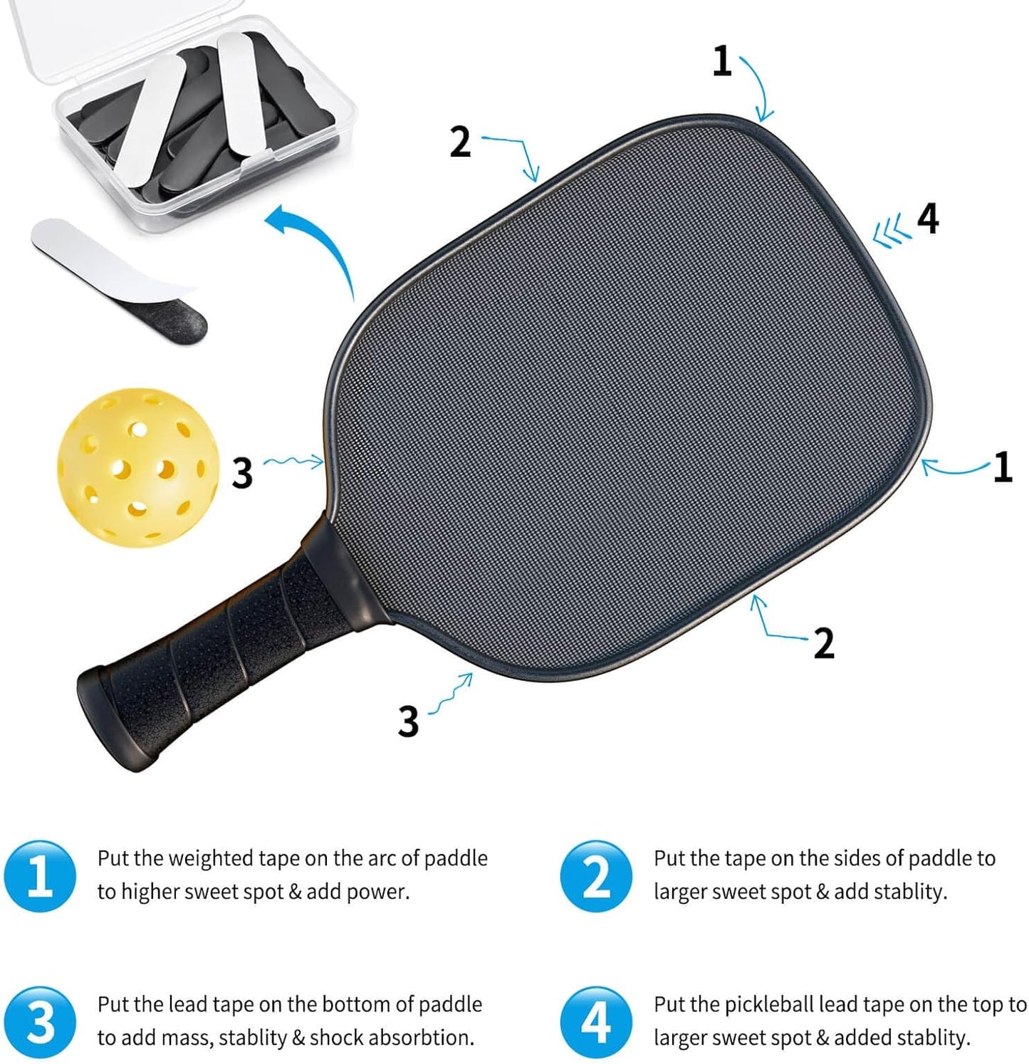30PCS Lead Tapes, 3g High Adhesive Lead Tape for Pickleballs,Tennis, Golf Clubs, Adjust The Paddle Weighted Lead Tape and Add Swing Weight