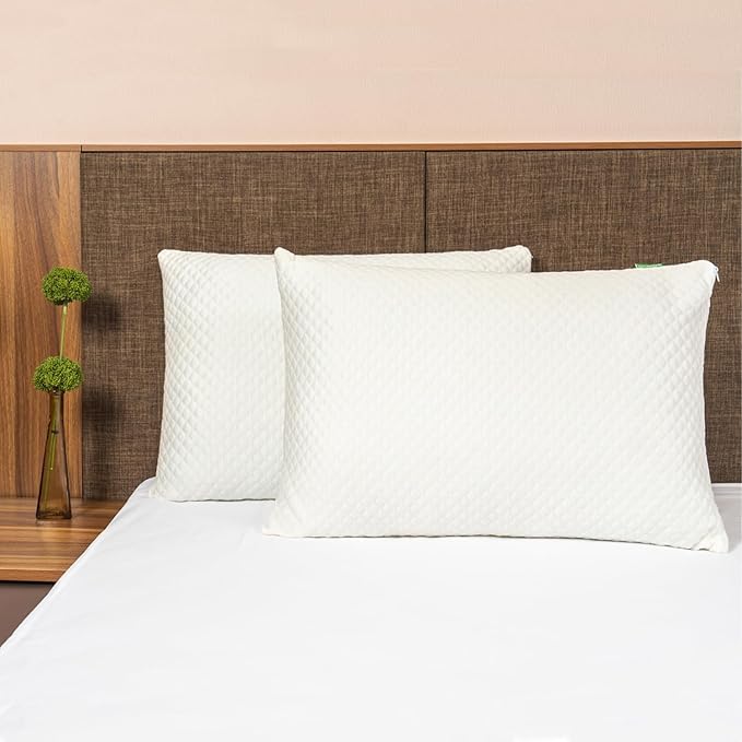 Shredded Memory Foam Pillows for Sleeping 2 Pack - Cooling Bed Pillows King Size Set of 2 - Medium Frim Gel Pillows for Side & Back Sleeper with Washable Removable Cover