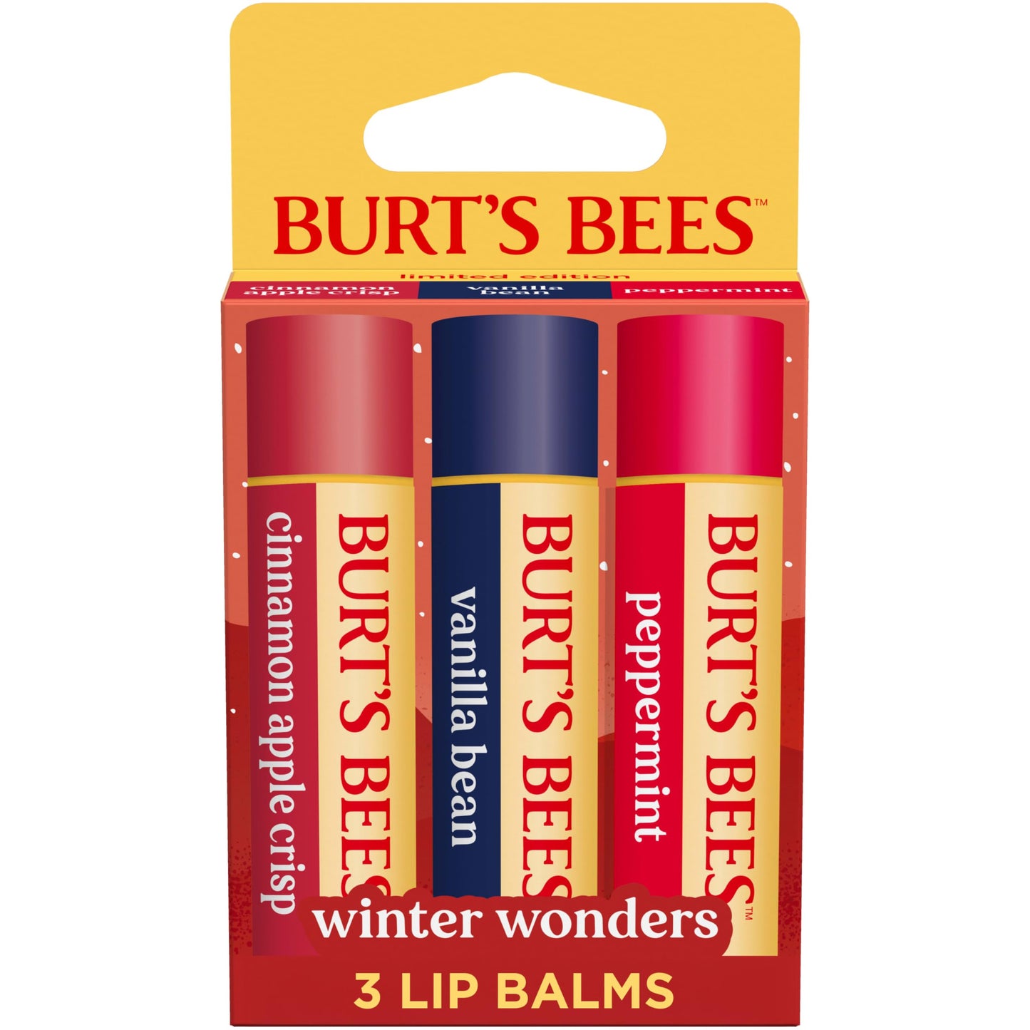 Burt's Bees Stocking Stuffers, Winter Wonders Lip Balm Set for Christmas Gifts, With Responsibily Sourced Beeswax, Natural Origi