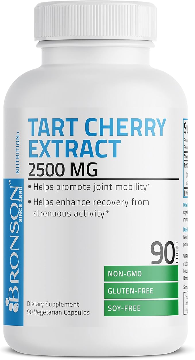 Bronson Tart Cherry Extract 2500 mg Premium Non-GMO Formula Packed with Antioxidants and Flavonoids, 90 Vegetarian Capsules
