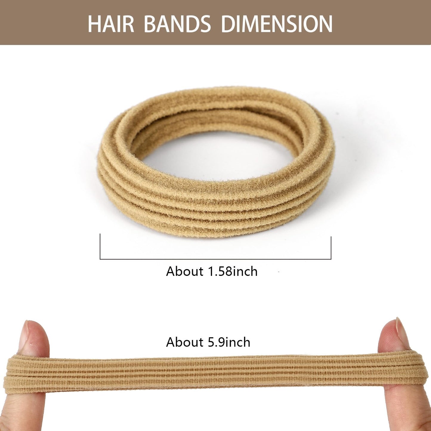 Bessrung 80 Pcs Brown Hair Ties No Damage, Seamless Elastic Hair Ties for Women Girls, Strong, Stretchy Hair Bands, Soft Nylon P