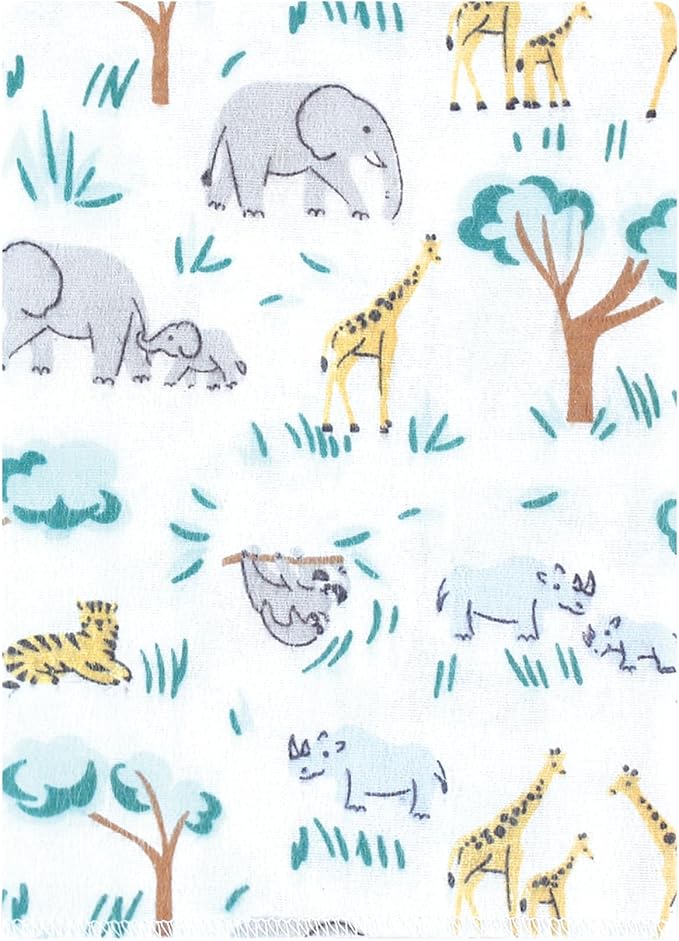 Luvable Friends Hudson Baby Flannel Burp Cloths 12pk, Blue Jungle Safari