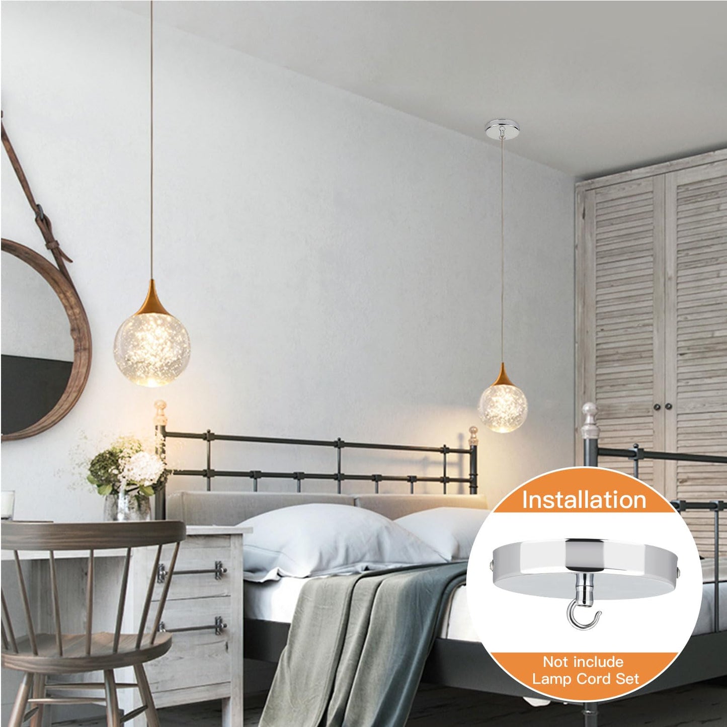 Helunsi Ceiling Canopy Kit - 4-3/4 Aluminum Pendant Light Cover Plate, Silver, Rated 20Lb, Model As-001, Pack Of 1