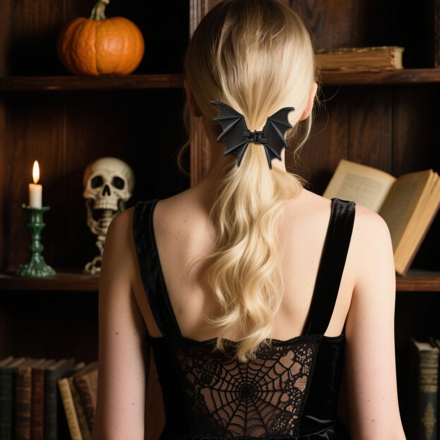 Black Bat Hair Clips for Women Girls, 1Pcs Gothic Y2K Metal Hair Claw Clips, Halloween Christmas Hair Accessories for Thin Thick