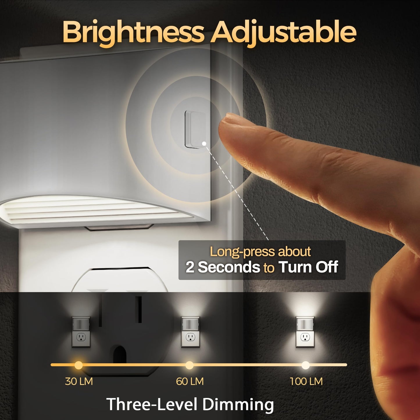 Doresshop Led Night Light[2 Pack]  Night Lights Plug Into Wall  3 Level Brightness Adjustable Plug In Night Light  Dusk To Dawn Sensor Nightlights For mature-themeds Bedroom Bathroom Hallway 5000K White Cover