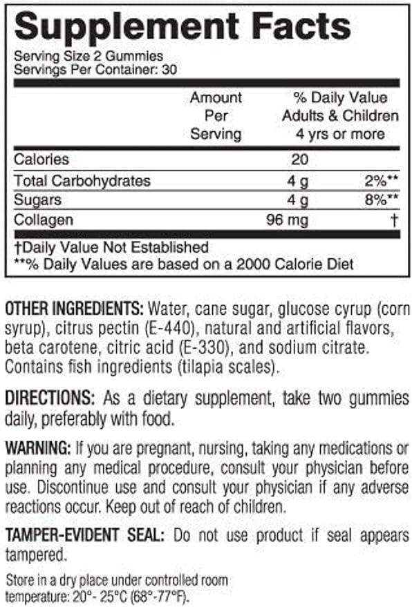 MASON NATURAL Collagen Gummies - Supports Healthy Skin, Bones and Joints, Tropical Fruit Flavor, Kosher, Gelatin Free, 60 Gummies (Pack of 2)