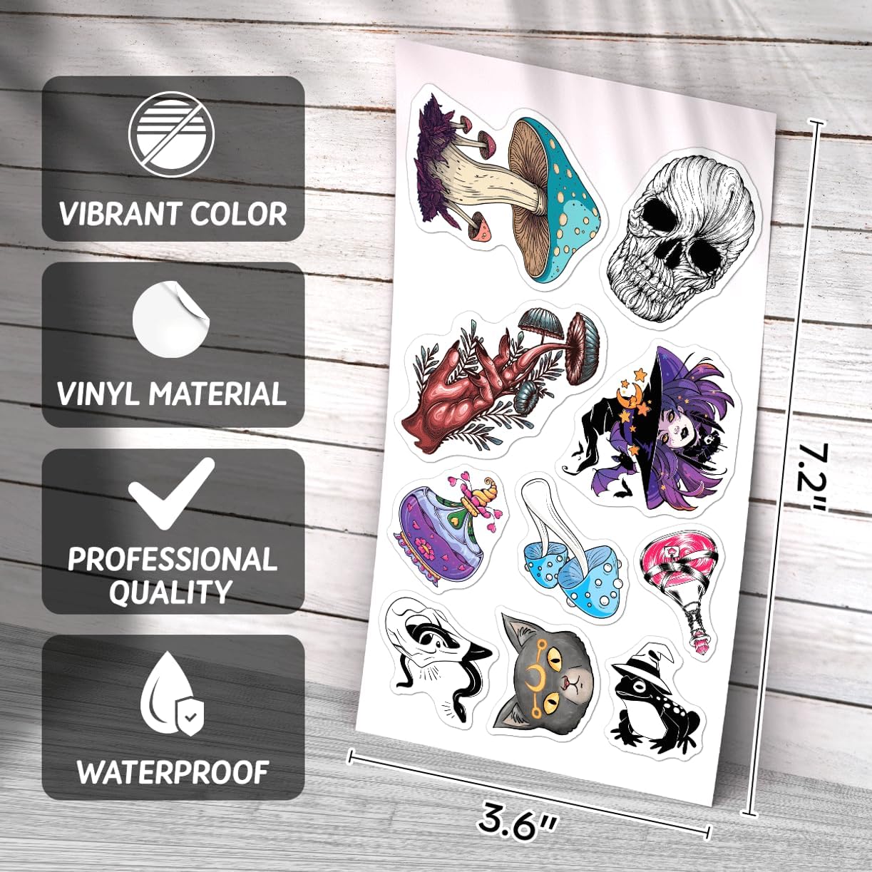 Witch Magic Fantasy Vinyl Stickers Pack 50pcs for Laptop Water Bottle Scrapbook Phone Case Halloween Gothic Decoration Bedroom Wall Skateboard Hard Bike Motorcycle Bumper