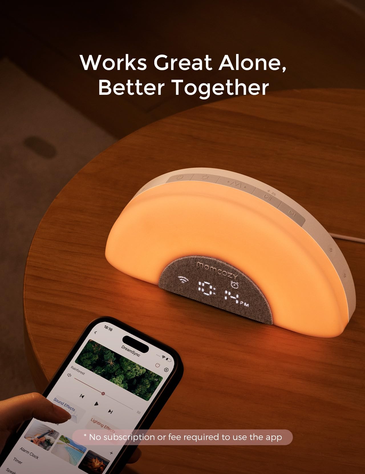 Momcozy Baby Sound Machine & Night Light–White Noise Machine with App Control, Sunrise Alarm, 34 Soothing Sounds–Sleep Trainer for Newborns & Toddlers, Travel Nursery Essential