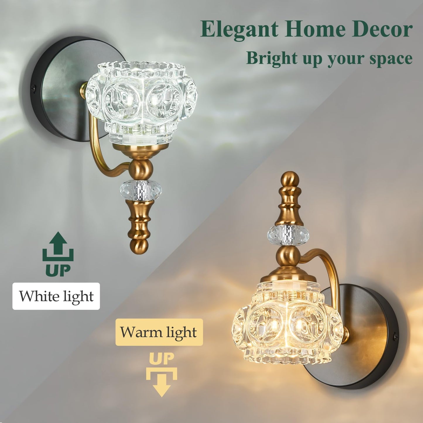 Lbsqj Modern Wall Sconces Set Of Two Black Gold Vintage Indoor Glass Wall Lamp Bathroom Vanity Light Fixture Wall Mounted Room Sconce Wall Lighting