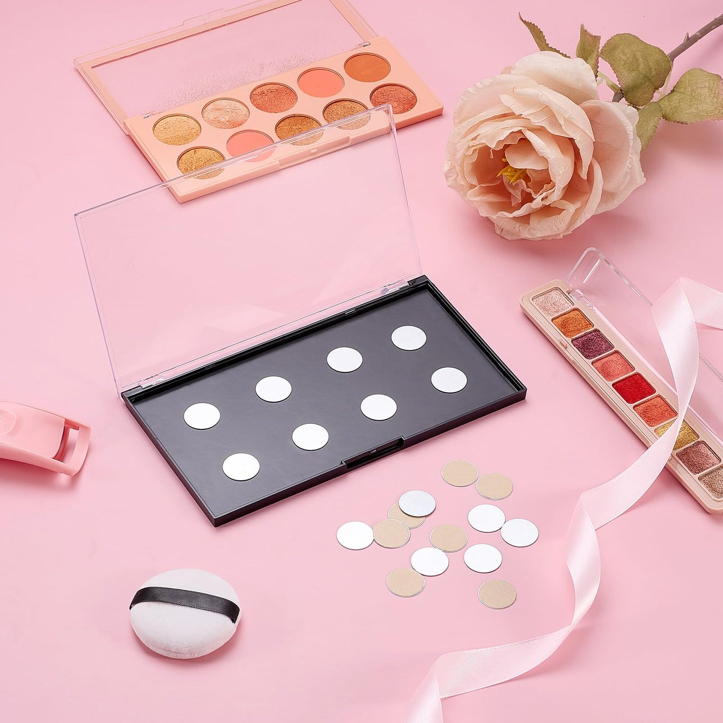 Sumind 6 Pcs Magnetic Makeup Palette with Clear Top with 120 Pcs Metal Sticker for DIY Eyeshadow Lipstick Blush Powder 7.72    x