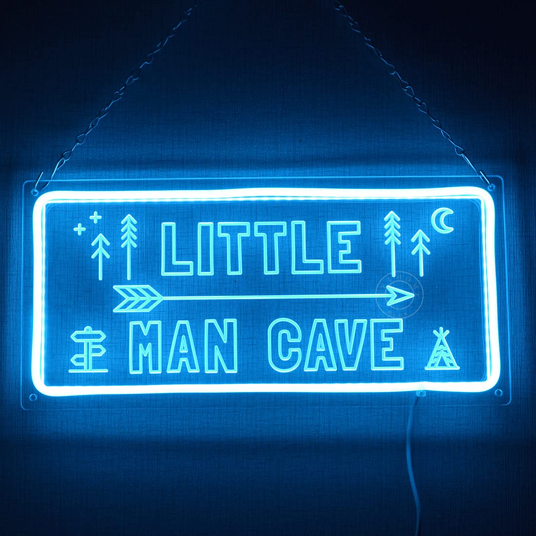 SYLHOME LED Neon Light Sign for Nursery Room, Ice Blue Acrylic, 15.8inx7.5in, Little Man Cave Wall Art Decor