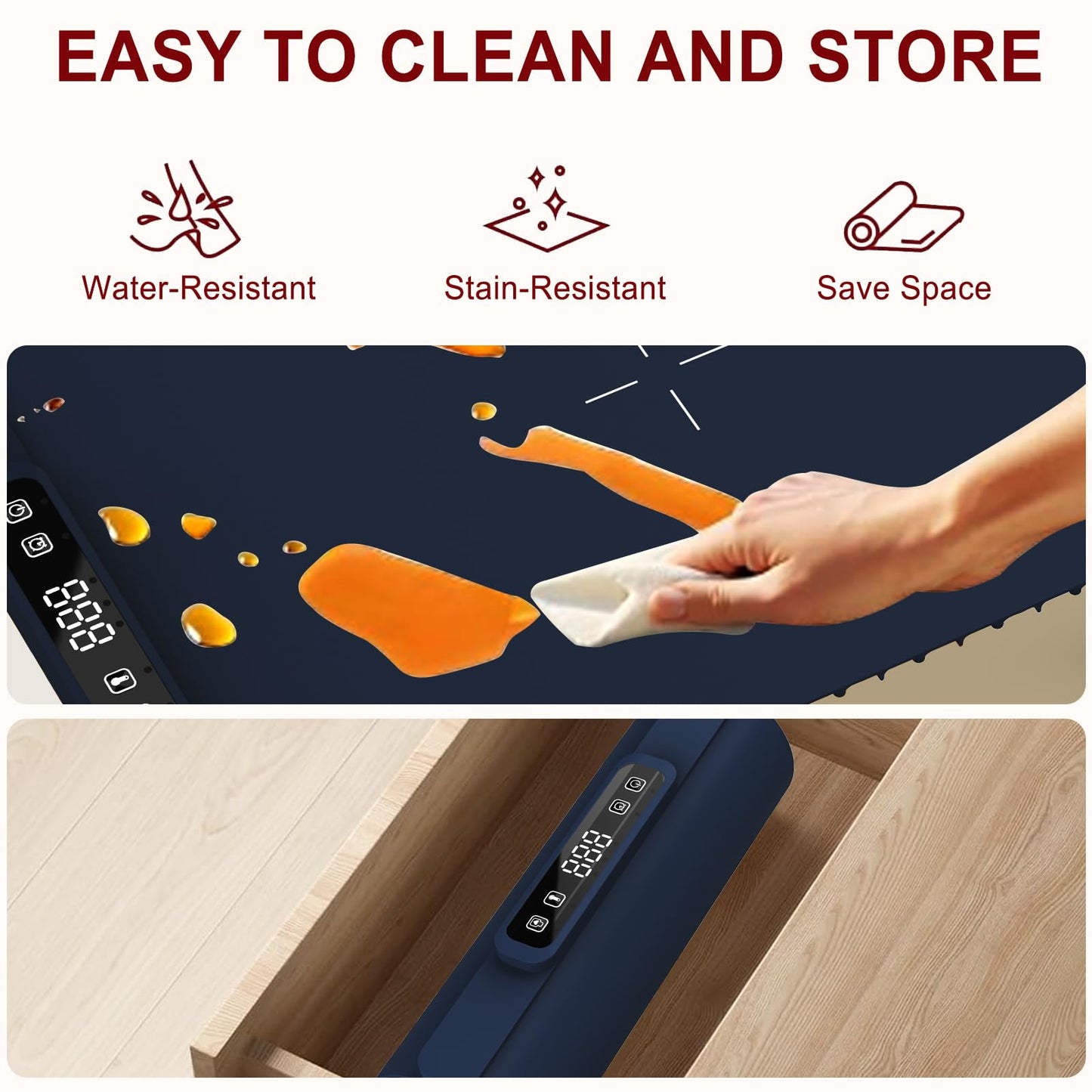 Warming Mat for Food, Food Warming Mat, Portable Electric WarmingTrays Buffets for Buffets Party and Home Daily Use, Heating Fastly in 10s, 5 Temp Levels Timed Function (Black)