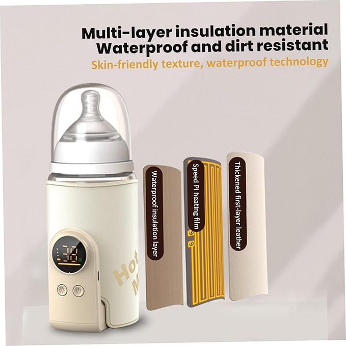 Portable Bottle Warmer 6 Level Temperature Control Baby Bottle Warmer Fast-Heating Long-Lasting Warming Breastmilk Heater for Travel