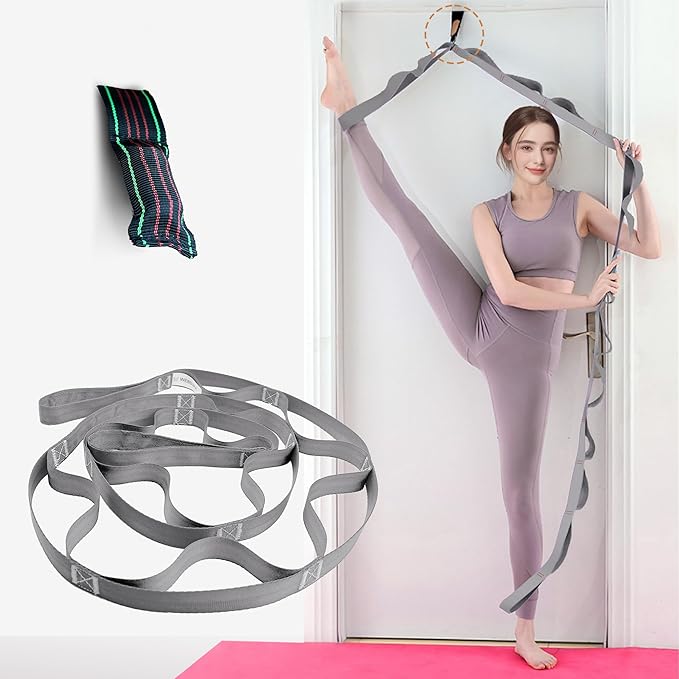 WEBSUKA Stretching Strap Yoga Strap, 10 Loops Non-Elastic Stretch Bands Helps Women and Men Improve Flexibility for Home W...