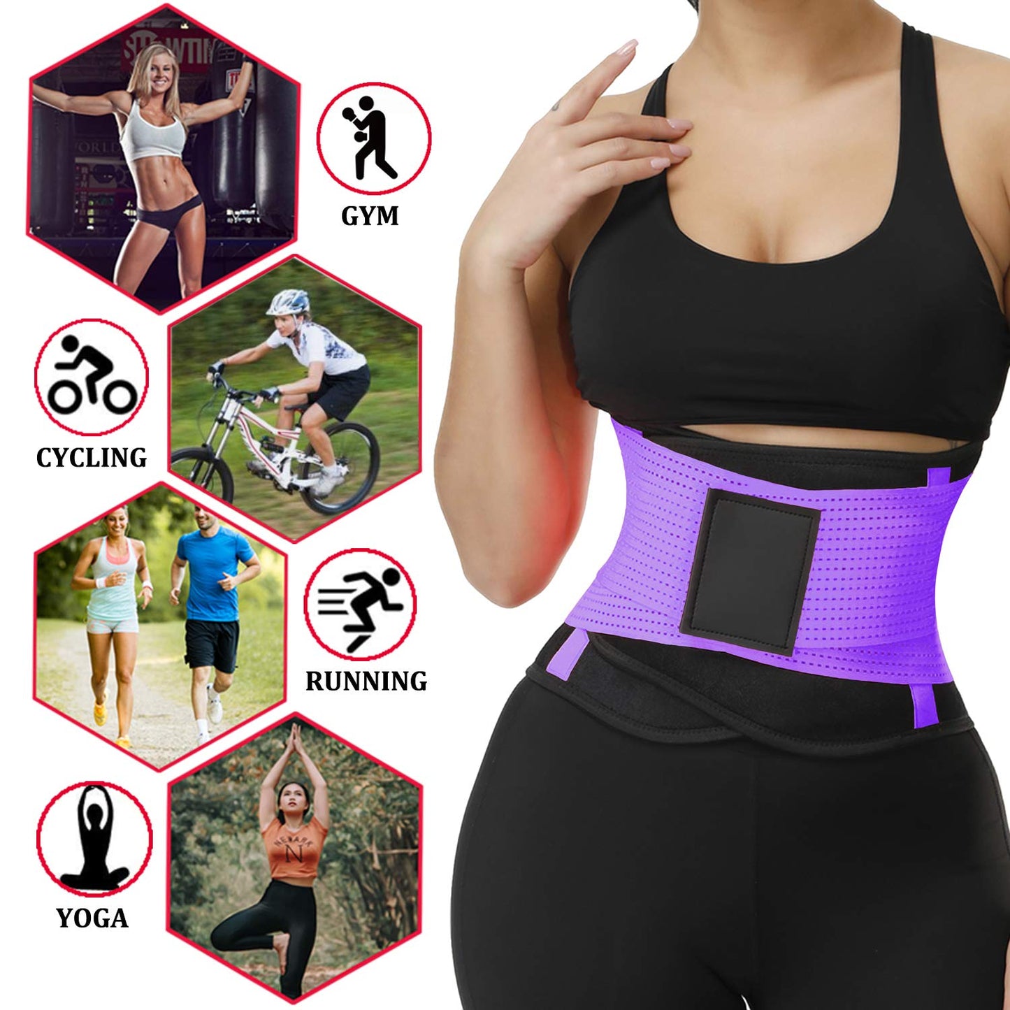 VENUZOR Waist Trainer Belt for Women - Waist Cincher Trimmer - Slimming Body Shaper Belt - Sport Girdle Belt (UP Graded)(Purple,M)