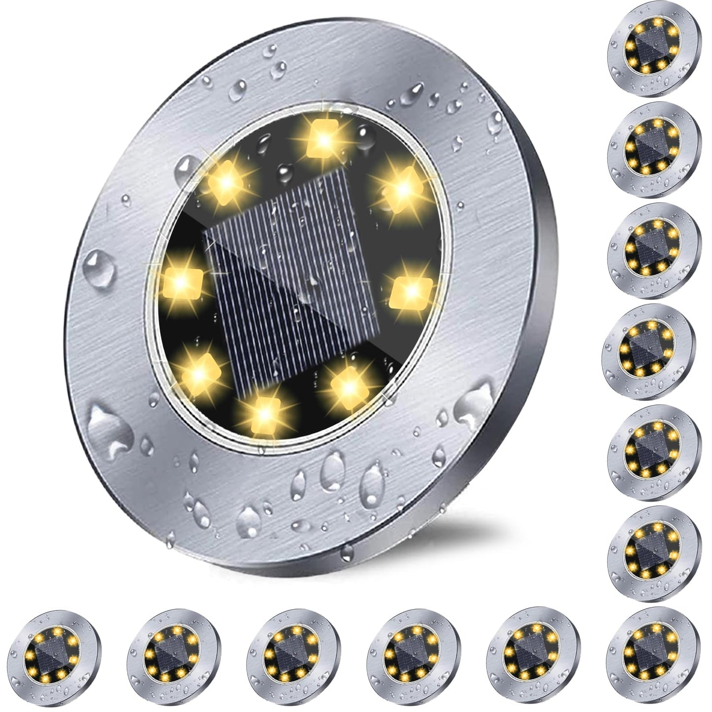 Rayolon Solar Ground Lights, Waterproof Solar Garden Lights, Upgraded Outdoor Garden Waterproof Bright in-Ground Light, Landscape Lighting for Pathway,Yard,Deck,Lawn,Patio,Walkway (12 Pack Warm Light)
