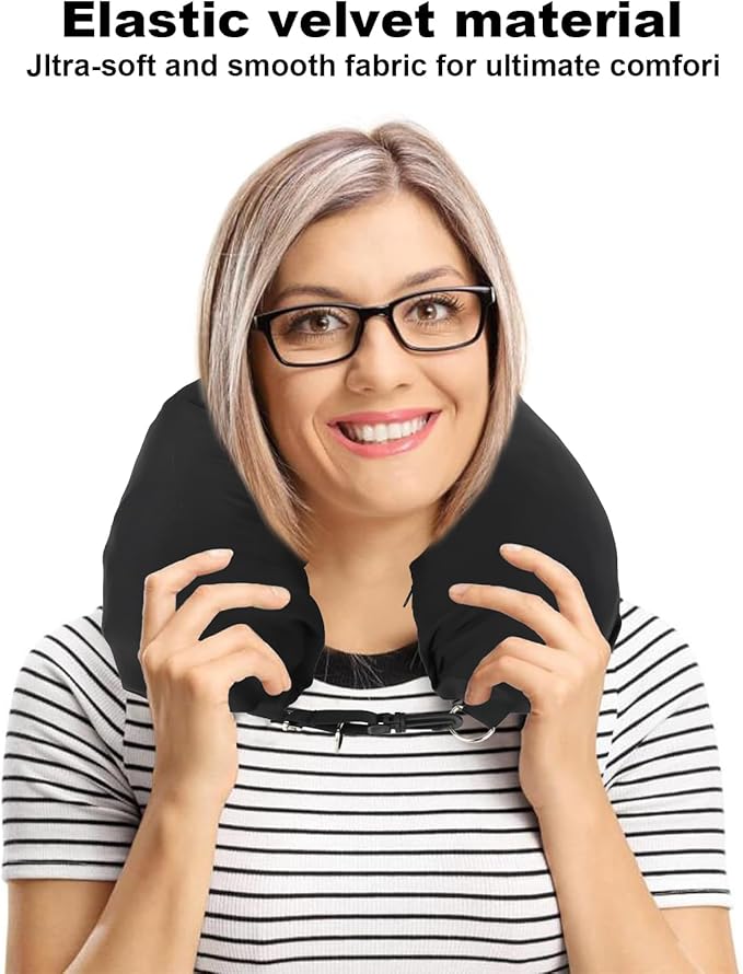 KBY Travel Neck Pillow Stuffable with Clothes, Stuffable Travel Pillow with Sleep Mask Zipplicity Packable Neck Pillow, Fillable Travel Pillow Storage Bag, Soft Velvet Neck Pillow Case Cover