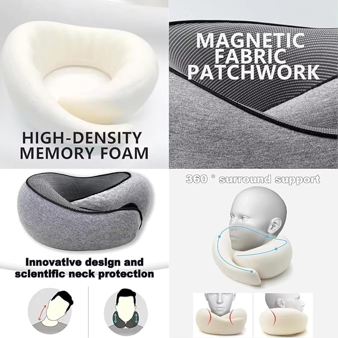 Wander Plus Travel Pillow, Travel Neck Pillow Memory Foam Travel Pillow 2024 New Travel Pillow Suitable for Travel, Airplanes, Cars and Offices (Black)