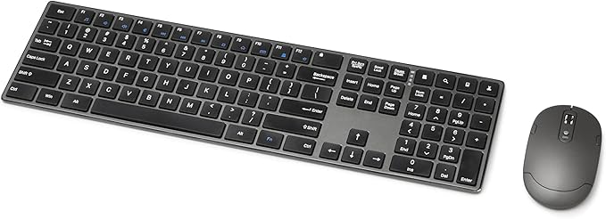 Amazon Basics Ultra Premium Wireless Keyboard and Mouse Combo - Rechargeable, Ultra Slim Design, Quiet, Full Size, Number ...