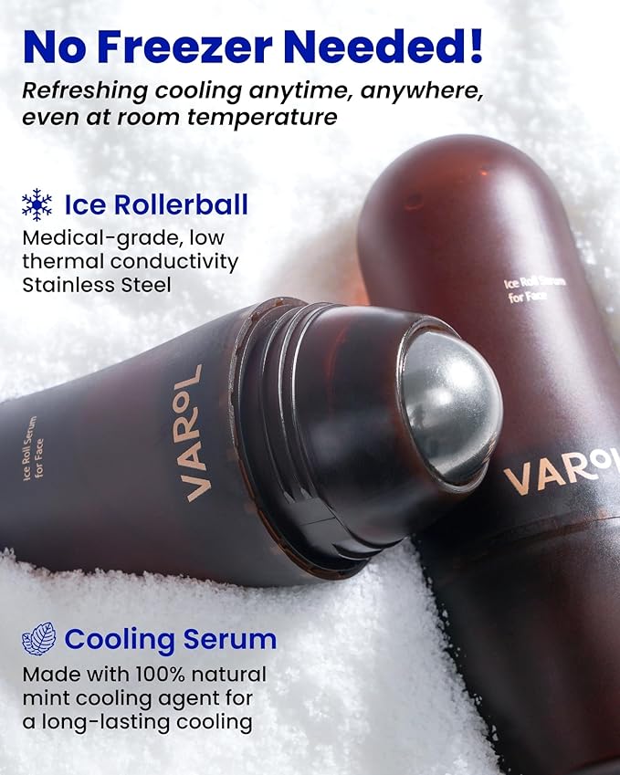 Ice Roll Serum | Cooling Face Roller with Serum for Depuffing, Under Eye Bag, Hydrating, Firming & Reduce Wrinkles with Bakuchiol & Collagen | Korean Skin Care & Gua Sha Facial Tool | 1.69 Fl Oz