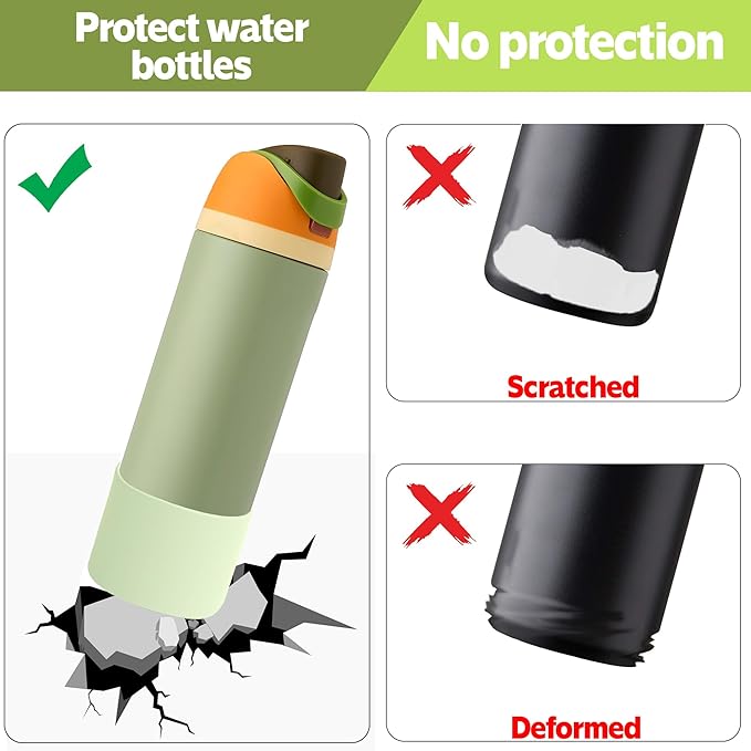 2PCS Silicone Water Bottle Boot for Owala 24oz 32oz 40oz,Anti-Slip Protective Sleeve Bottom Bumper Protector for FreeSip, Twist, and Flip Water Bottles