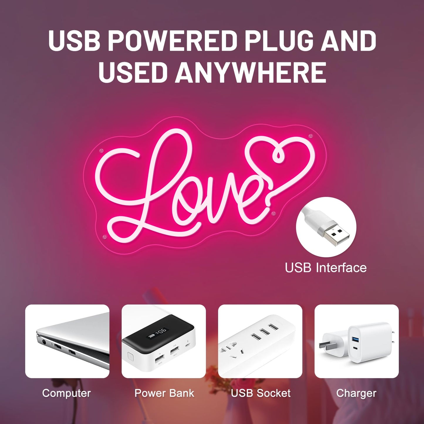 Love Heart Neon Sign 16X 9 In 3 Levels Dimmable Usb Love Neon Lights For Wall  Kids Bedroom  Wedding Party Decoration Neon Light  Gift For Kids  Girlfriend  ValentineS Day