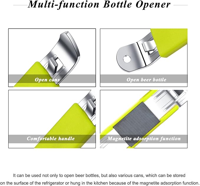 3 Pieces Magnetic Bottle Openers Can Opener Classic Beer Opener Stainless Steel Small Bottle Opener Can Tapper with Magnet for Camping and Traveling HANCELANT (Green)4.52 X 0.87 X 0.79 inches