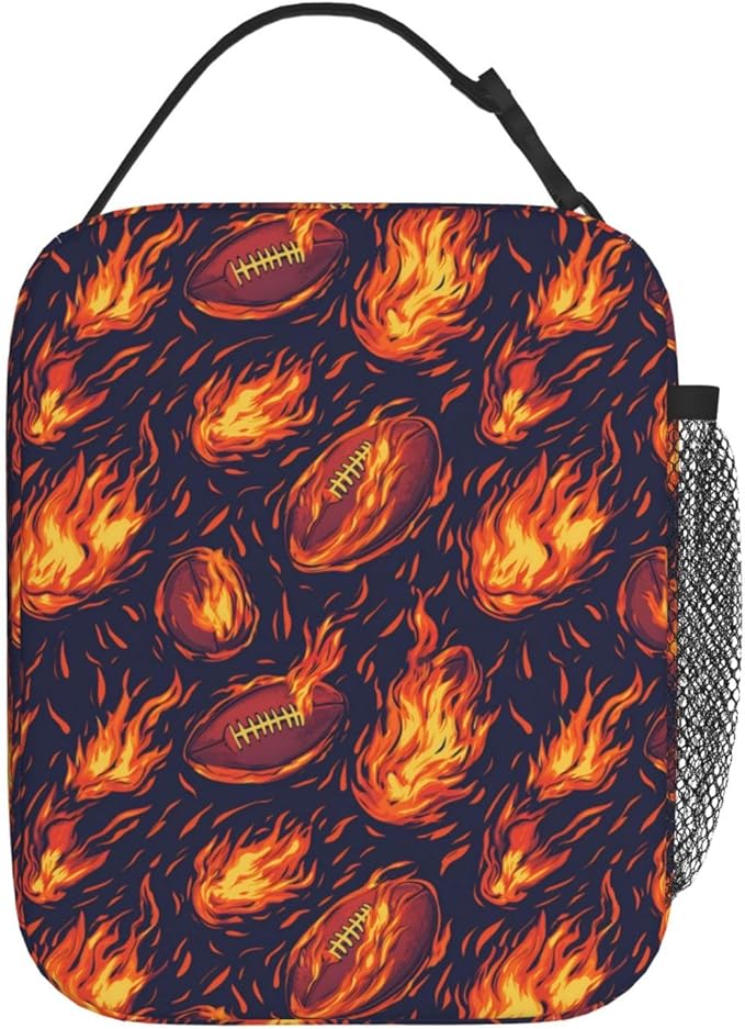 Football Lunch Box Insulated Lunch Bag for kids Girls Boys,Reusable Lunch Box Containers for Women Men,Durable Cooler Tote Bag Lunchbox for Office/School/Picnic