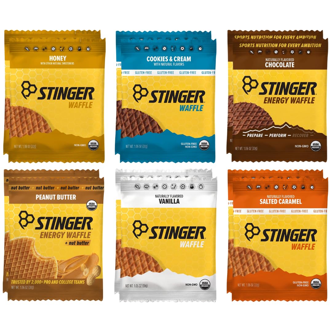 Honey Stinnger Organic Waffle 6 Flavor Variety Pack  Energy Stroopwafel for Exercise  Endurance and Performance Sports Nutrition for Home & Gym  Pre & Post Workout (12 Pack)