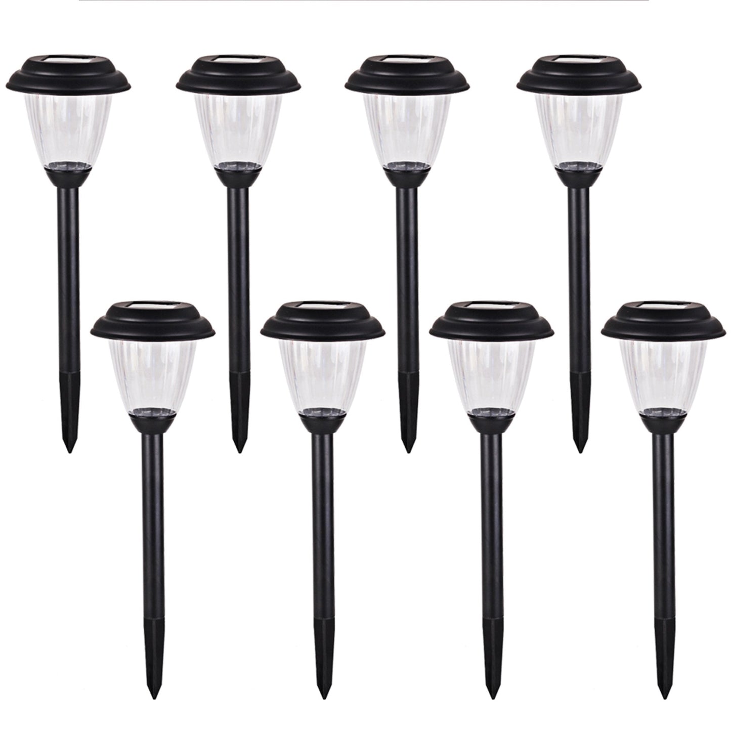 Voona Solar Outdoor Pathway Lights, Matt Black Stainless Steel, 8-Pack, Led For Garden, Landscape, Yard, Driveway