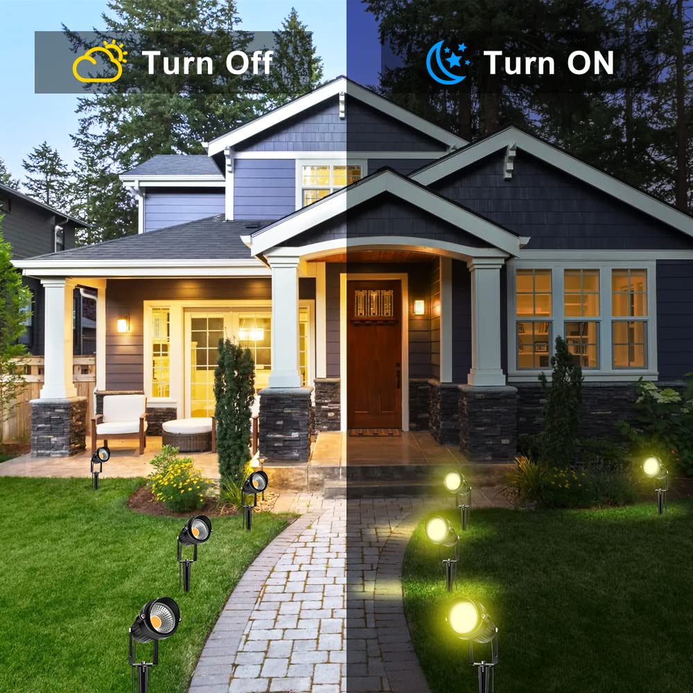 Lightingwill 5W Led Landscape Lights  Warm White 3000K-3500K  Waterproof Dc 12V Cob Led Outdoor Wall Spotlight Low Voltage Garden Tree Spot Lighting For Yard Pathways Fence (4 Pack)