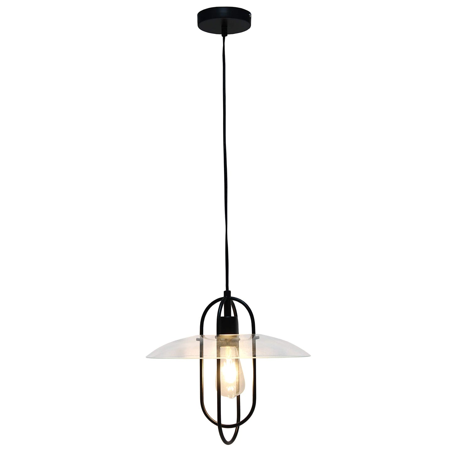 Simple Designs PT1008-BLK Modern Pendant Light, Black, Iron Construction