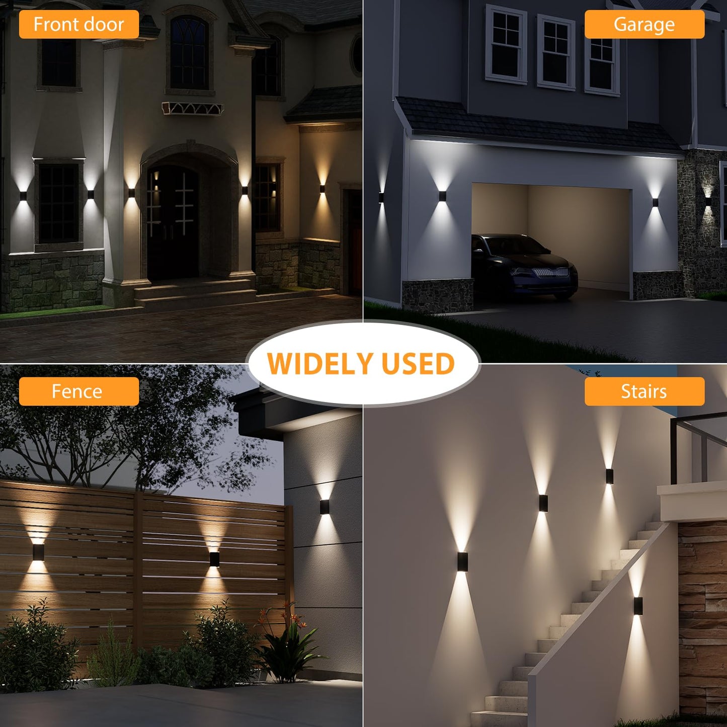 Solar Wall Light Outdoor   3000/4000/6000K 3 Modes Dusk To Dawn Lighting Wall Sconce Ip67 Waterproof Up And Down Solar Lights Outdoor Front Door Light For House  Garage  Porch  Doorway Fence (6Pack)