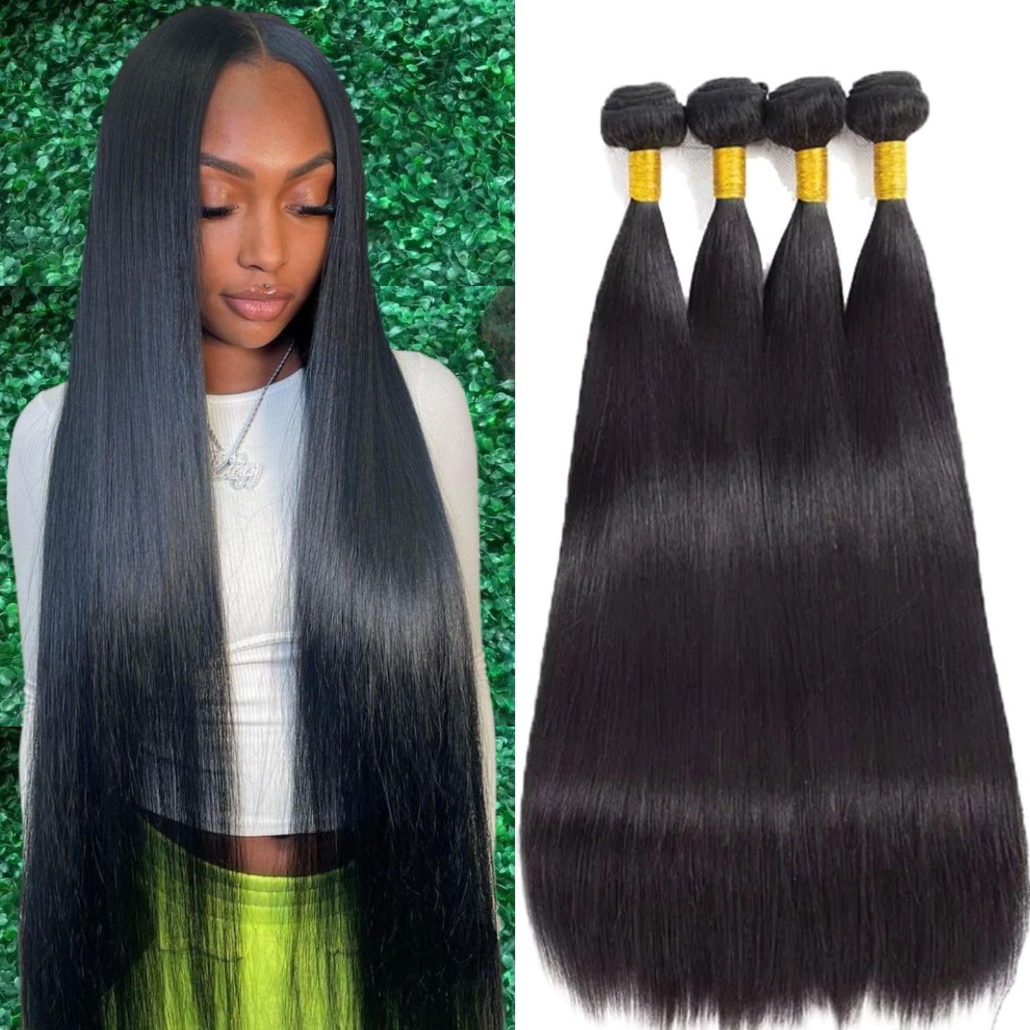 12A Human Hair Bundles 16 18 20 22 4 Straight Bundles 100% Unprocessed Brazilian Virgin Hair Deals Human Hair Extensions Quick W